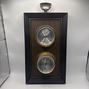 2 Gauge Springfield Weatherstation Mid Century Thermometer Hygrometer Vintage *